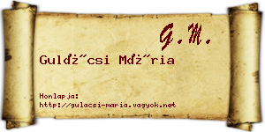 Gulácsi Mária névjegykártya